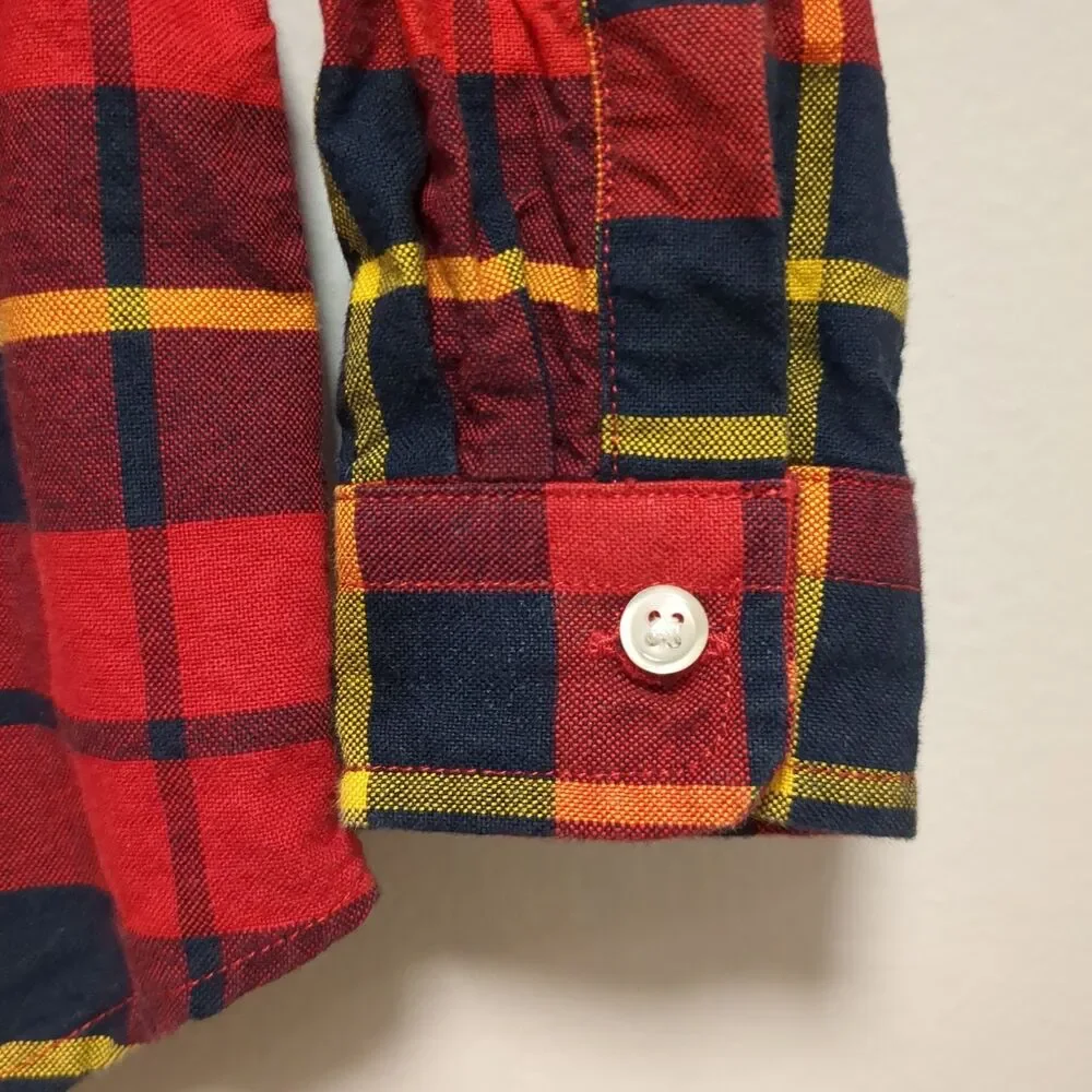 Ralph Lauren Red Black Yellow Plaid Button Down Cotton Shirt Boys Size 18 Months